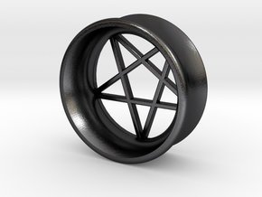 Pentagram Ear Plug in Polished and Bronzed Black Steel