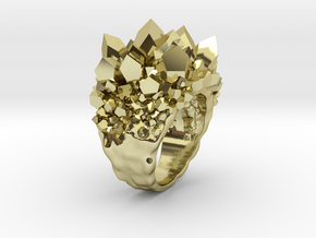 Double Crystal Ring Size 10 in 18k Gold Plated Brass