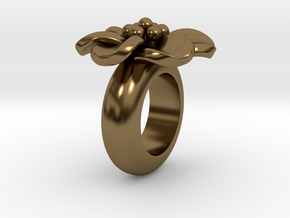 T667 flower pendant charm for leather bracelet in Polished Bronze