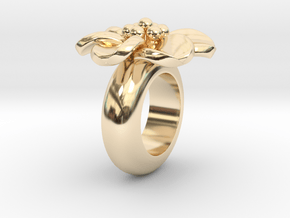 T667 flower pendant charm for leather bracelet in 14K Yellow Gold
