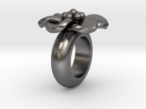 T667 flower pendant charm for leather bracelet in Polished Nickel Steel