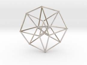 Sacred Geometry: Toroidal Hypercube 38mmx1mm in Rhodium Plated Brass