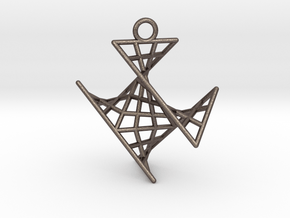 crux_pendant (small) in Polished Bronzed Silver Steel