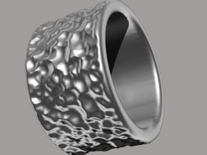 Wide Thick Band  - Hammered in Polished Silver