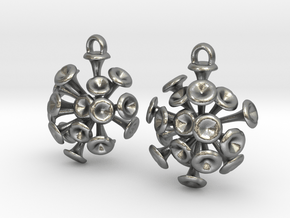Discosphaera Coccolithophore earrings in Natural Silver