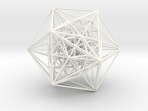 600-Cell, Perspective Projection, Vertex centered in White Processed Versatile Plastic