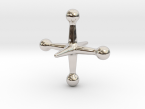 "Jack with no balz" 20mm in Rhodium Plated Brass