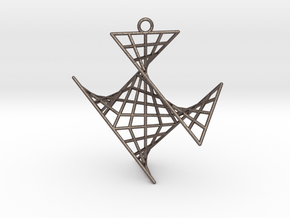 crux_pendant (medium) in Polished Bronzed Silver Steel