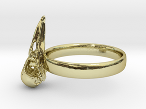 Crow Skull Ring 17mm - Size 7  in 18k Gold Plated Brass