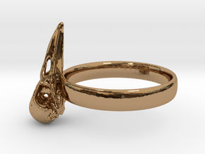 Crow Skull Ring 17mm - Size 7  in Polished Brass