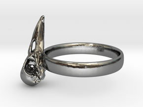 Crow Skull Ring 17mm - Size 7  in Fine Detail Polished Silver