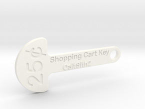 Quarter Shopping Cart Key in White Processed Versatile Plastic