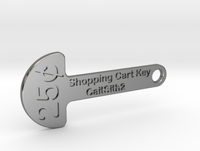 Quarter Shopping Cart Key in Fine Detail Polished Silver