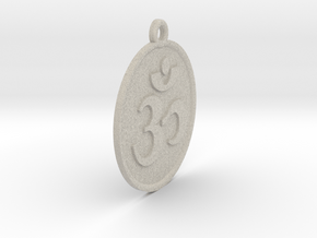 2.1" Om Zen Meditation Medallion/Pendant (5.5cm) in Natural Sandstone