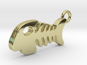 Fish Bone Pendant in 18k Gold Plated Brass