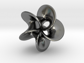 Geometric Pendant -  Mobius Flower in Polished Silver
