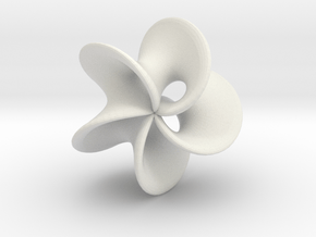 Geometric Pendant -  Mobius Flower in White Natural Versatile Plastic