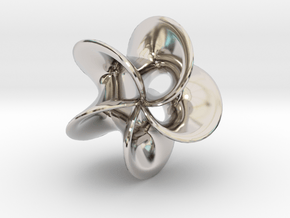 Geometric Pendant -  Mobius Flower in Rhodium Plated Brass