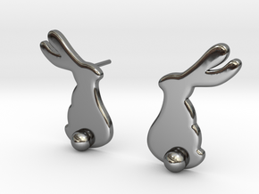 Rabbit Stud in Fine Detail Polished Silver
