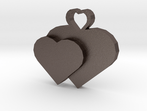 Heart2heart Pendant in Polished Bronzed Silver Steel
