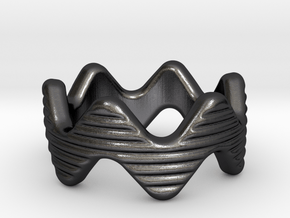 Zott Ring 14 - Italian Size 14 in Polished and Bronzed Black Steel