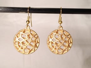 Cell Earrings - small in Polished Gold Steel