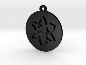PSA Keychain Atom Icon in Matte Black Steel