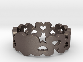 True Love Ring in Polished Bronzed Silver Steel: 6 / 51.5