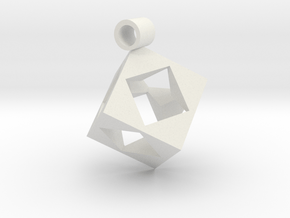 Cube Pendent in White Natural Versatile Plastic