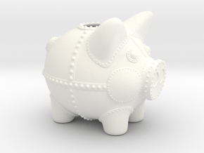 Steampunk Piggy Bank 4 Inch Tall in White Processed Versatile Plastic