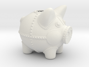 Steampunk Piggy Bank 4 Inch Tall in White Natural Versatile Plastic