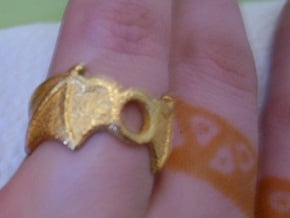 Orb Wings Ring Size 7 in Polished Gold Steel