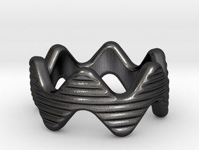 Zott Ring 20 - Italian Size 20 in Polished and Bronzed Black Steel