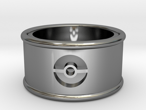 Pokeball Cutout Ring size 7 in Fine Detail Polished Silver