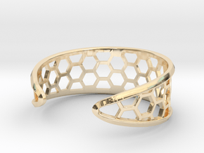 Cuff Bracelet, Honeycomb Mesh in 14k Gold Plated Brass