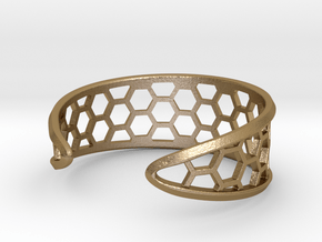 Cuff Bracelet, Honeycomb Mesh in Polished Gold Steel