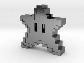 8 bit Mario Star in Polished Silver