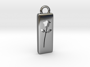 Rose Pendant in Fine Detail Polished Silver