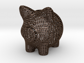 Wire Frame Piggy Bank 6 Inch Tall in Polished Bronze Steel