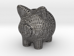 Wire Frame Piggy Bank 4 Inch Tall in Polished Nickel Steel