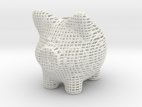 Wire Frame Piggy Bank 4 Inch Tall in White Natural Versatile Plastic