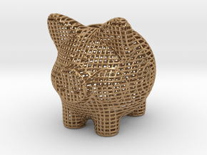 Wire Frame Piggy Bank 3 Inch Tall in Polished Brass