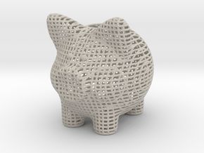 Wire Frame Piggy Bank 3 Inch Tall in Natural Sandstone