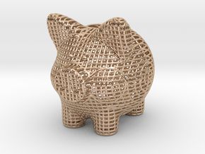 Wire Frame Piggy Bank 3 Inch Tall in 14k Rose Gold