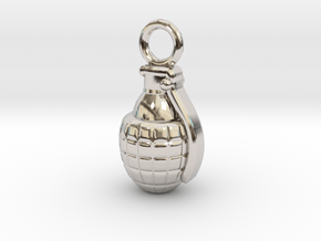 Grenade in Rhodium Plated Brass