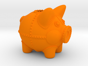 Steampunk Piggy Bank 2 Inch Tall in Orange Processed Versatile Plastic