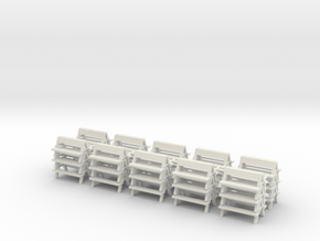 30 Carnival benches 2.0 - 1:87 (H0 scale) in White Natural Versatile Plastic