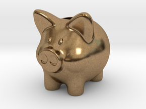 Piggy Bank Smooth 2 Inch Tall in Natural Brass