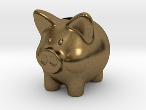 Piggy Bank Smooth 2 Inch Tall in Natural Bronze
