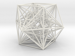 Inverted Cuboctahedra, 1.5 mm wires in White Natural Versatile Plastic